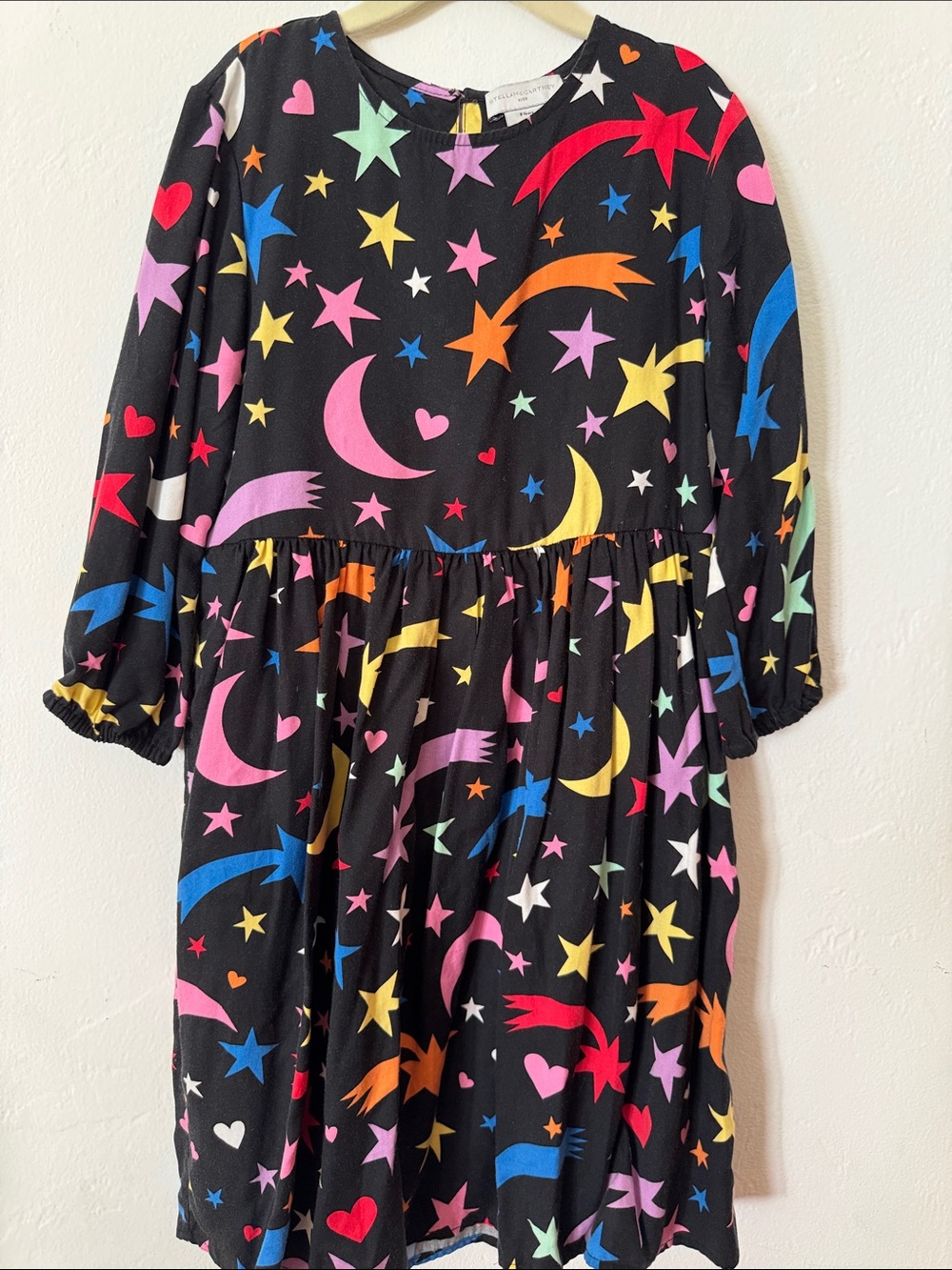 Stella McCartney Kids Black Night Sky Star & Moon Dress with Multicolor Prints